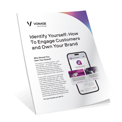 Image of the cover of the "Identify Yourself: How to Engage Customers and Own Your Brand" guide — it shows the cover page with shading at the bottom to indicate the opening of a book