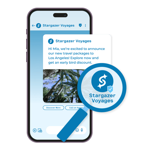 Image showing RCS being used to show a branded promotional message from a company