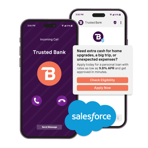 Mobile device receiving a branded message about a deal with a trusted financial institution