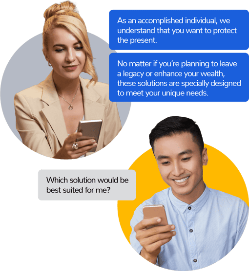 Financial advice chat Customer seeking personal financial advice from real person via chat
