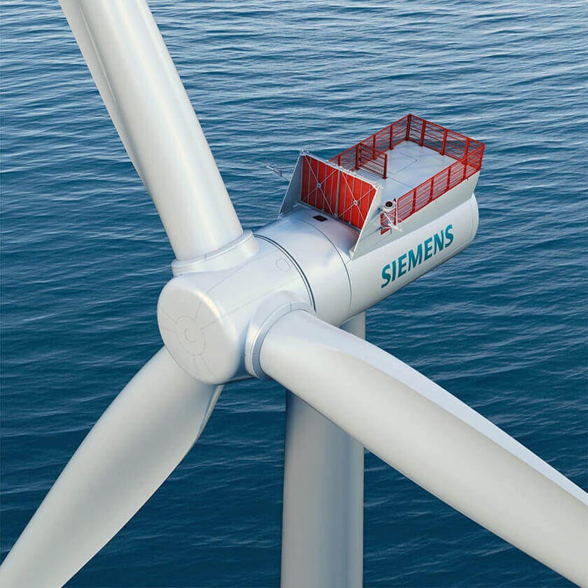 Foto einer Offshore-Windkraftanlage von Siemens 