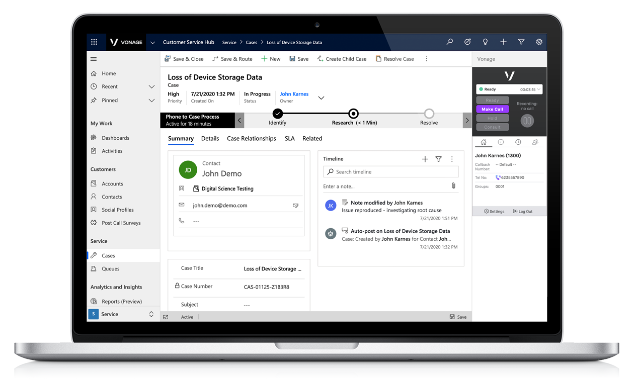 Anrufliste und -aufzeichnungen Microsoft Dynamics 365 Service Hub